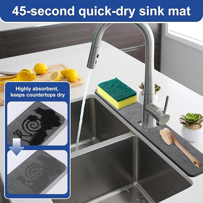 Sink Splash Guard Stone PNLLDDCN Non-Slip Diatom Mud Behind Faucet Mat - Image 2