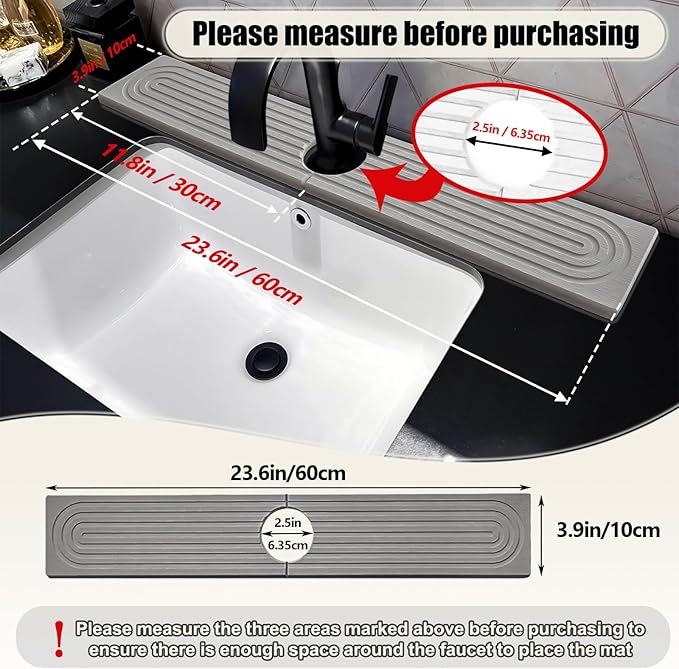 Faucet Mat For Kitchen Sink, 23.6"Diatomite Absorbent Faucet Mat, Sink Stone - Image 4