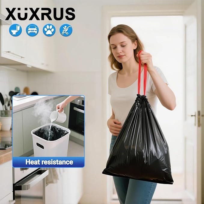 XUXRUS 1.5 Gallon Black Mini Trash Bags, Tear-Resistant, Easy Tear-Off - Image 5