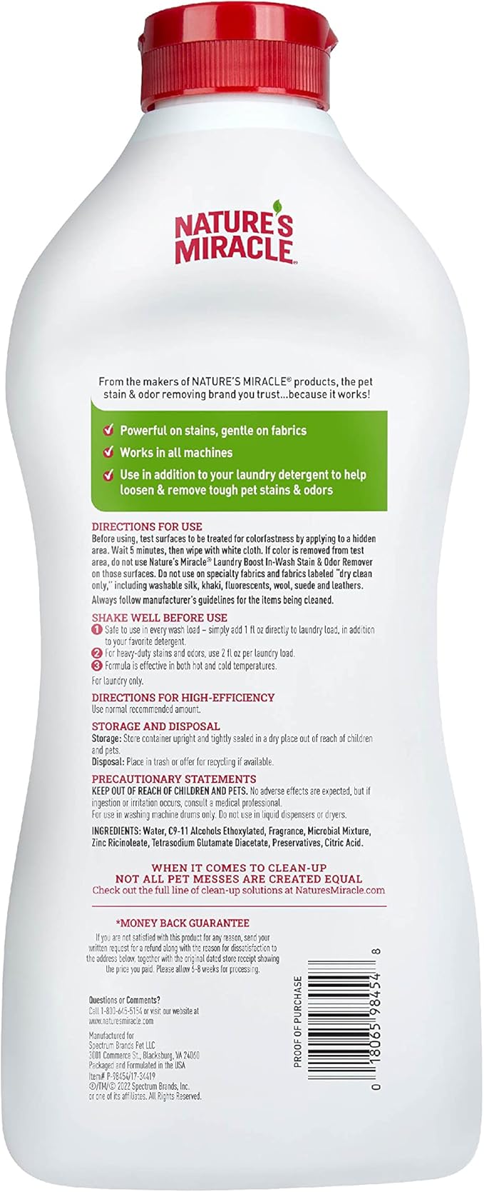 Nature’s Miracle Laundry Boost In-Wash Stain and Odor Remover, 32 Ounces - Image 2