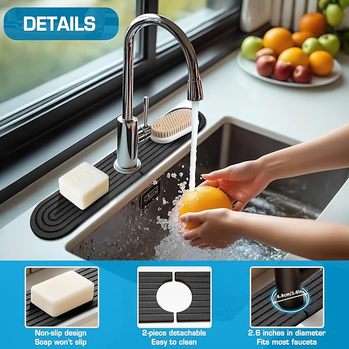 Diatomite Stone Faucet Mat For Kitchen Sink-Absorbent Fast Drying Stone Sink - Image 4