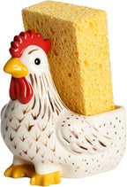 Ceramic Retro White Rooster Shape Sponge Holder by Bicuzat