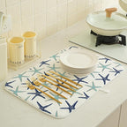 Coastal Dish Drying Mat 18x24 Inch Summer Navy Blue Teal Turquoise Starfish - Image 4