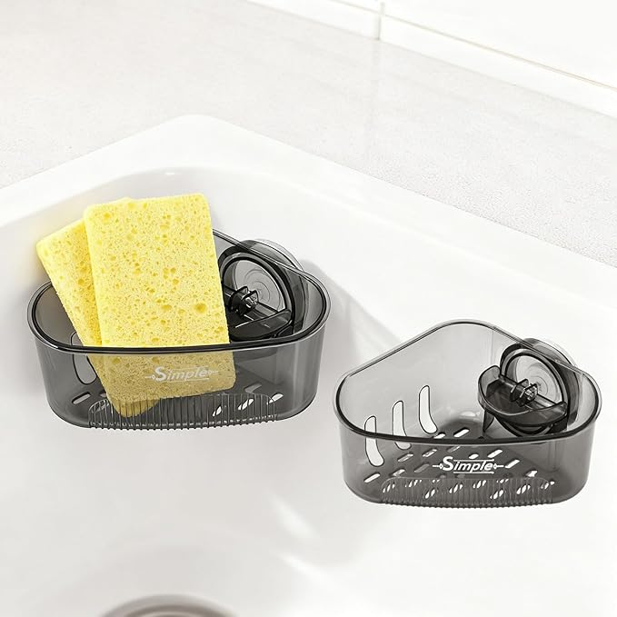 2 PACK Suction Cup Sink Corner Rack, Corner Sinks Strainer Basket Sponge Holder - Image 8