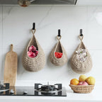 Hanging Fruit Basket Set of 3, Boho Wall Hanging Storage Basket - Image 5