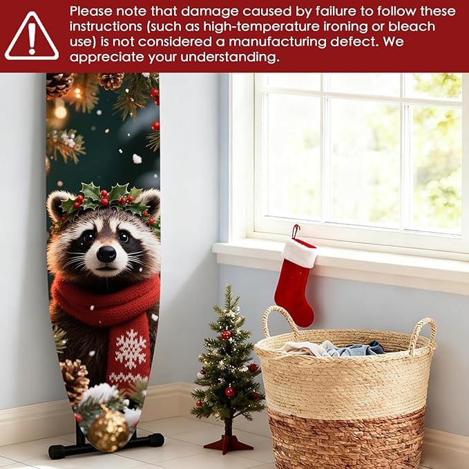Nuxovilar Ironing Board Covers Winter Raccoon Pattern Polyester 15x54 Inches - Image 6