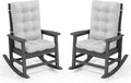 SERWALL Oversized Outdoor Rocking Chair Set of 2, HDPE Rocker for Adults, Patio Rocking Chairs for Porch, Grey by SERWALL