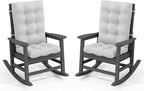 SERWALL Oversized Outdoor Rocking Chair Set of 2, HDPE Rocker for Adults, Patio Rocking Chairs for Porch, Grey by SERWALL
