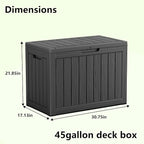 45 Gallon Waterproof Outdoor Storage Box,Resin Deck Box,Lockable Outside Storage Box Container for Patio Furniure,Garden,Tools (45 Gallon,Black) - Image 2