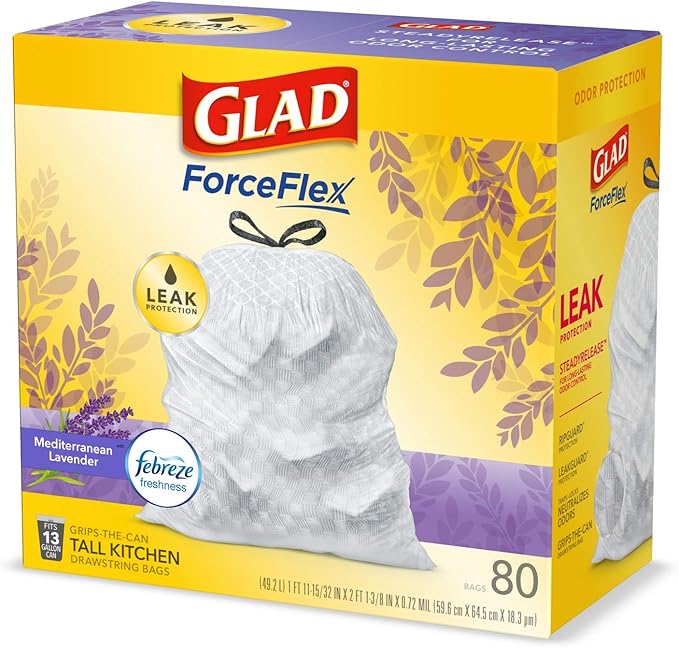 Glad ForceFlex Tall Kitchen Trash Bags, 13 Gallon, Gain Lavender - Image 11