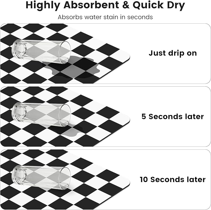 17" x 32" Checkered Dish Drying Mat - Image 5