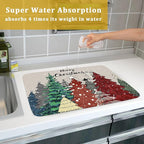 Christmas Trees Dish Drying Mat Winter Holiday Kitchen Dishes Pad 18x24 Inch - Image 7