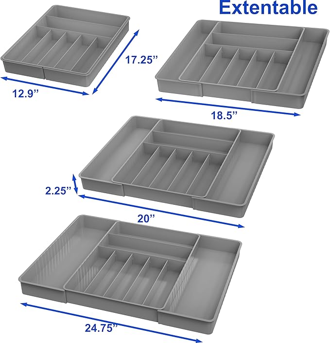Simple Houseware Expandable Kitchen Drawer Flatware Organizer - Image 2