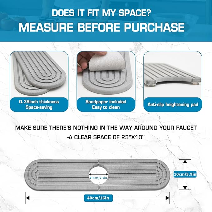 Diatomite Stone Faucet Mat For Kitchen Sink-Absorbent Fast Drying Stone Sink - Image 5