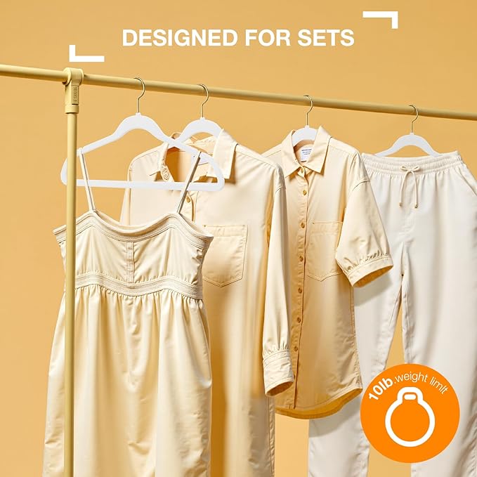 Korpai 50 Pack White Velvet Hangers, Coat Hanger Non Slip, Heavy-Duty, Space - Image 6