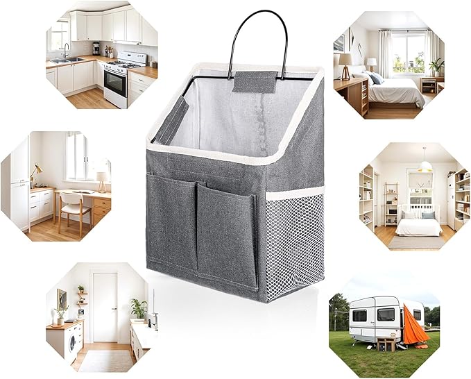 3pcs Wall Hanging Organizer Bag, Linen Fabric Door Hanging Storage Basket - Image 6