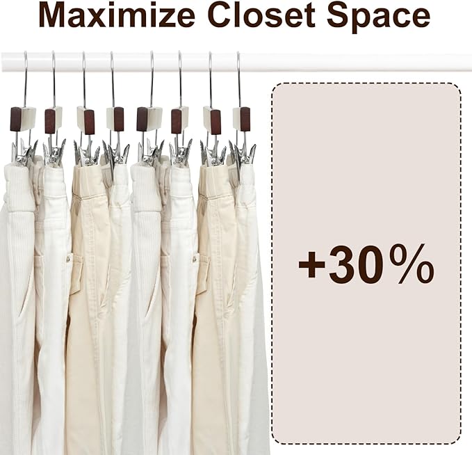 BAGAIL 20 Pack Wooden Pants Hangers - Image 7