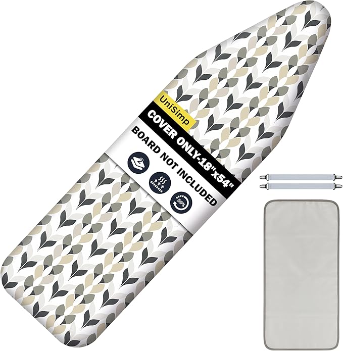 Ironing Board Cover and Pad 18"x54" Extra Thick Natural Cotton, Scorch & Stain by UniSimp