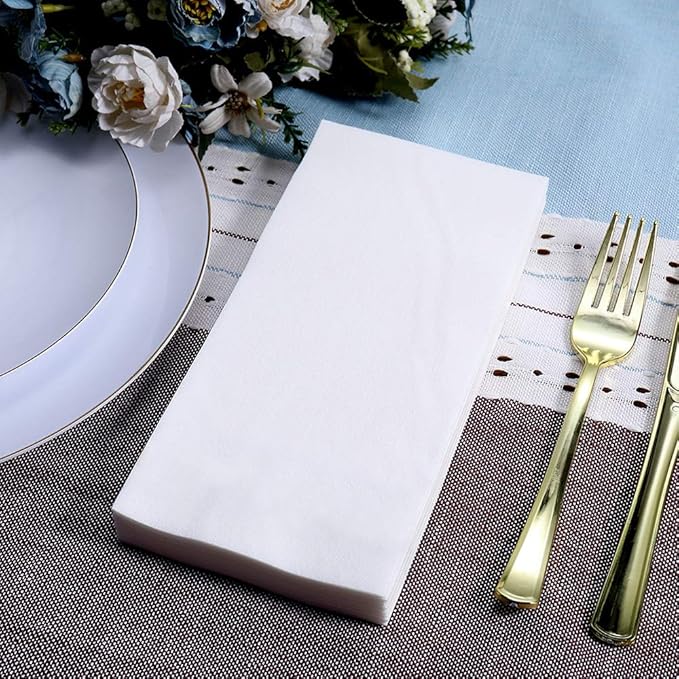 FOCUSLINE 200 Disposable Bathroom Napkins, Linen-Feel Paper Guest Towels - Image 6