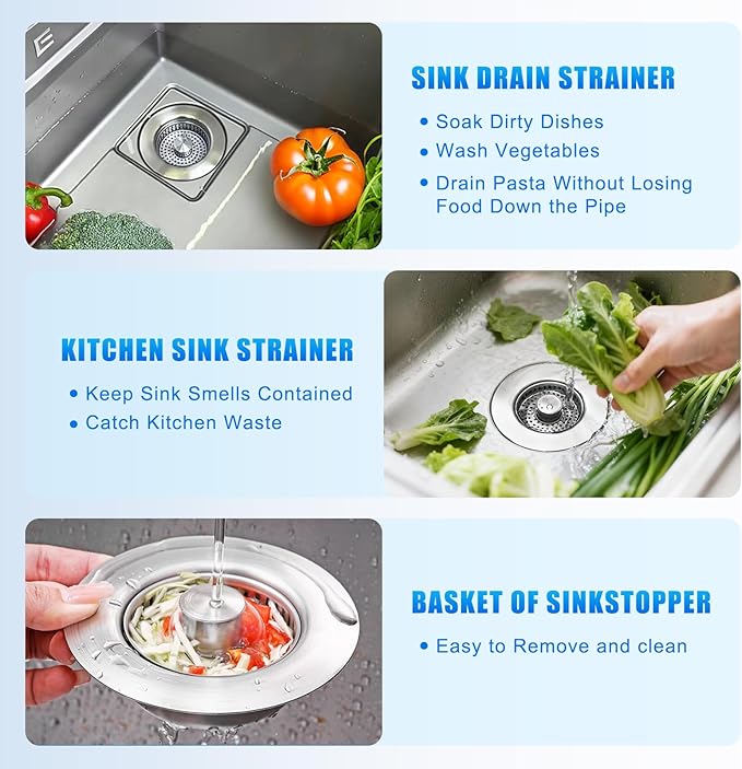 Kitchen Sink Drain Strainer 3-in-1, Pop-Up Stopper & Anti-Clogging Basket - Image 6