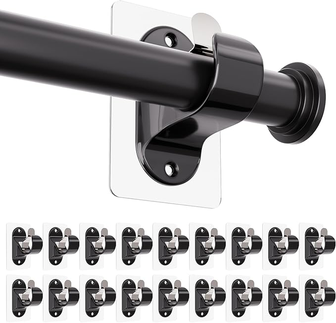 ANDGOO 18 Pack No Drill Curtain Rod Brackets, Renter Friendly Self Adhesive by ANDGOO