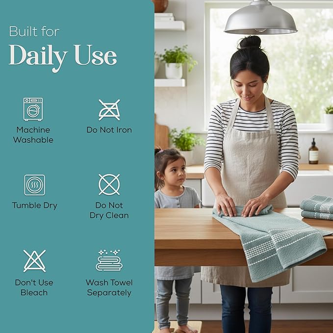MosJos Kitchen Towels, Cotton Soft Large 18 x 28 Dobby Weave Super Absorbent - Image 6