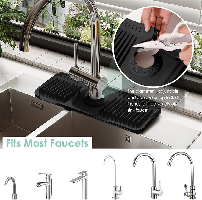 14.6 Inch Silicone Faucet Mat for Kitchen Sink Splash Guard - Image 3