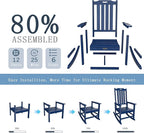 Oversized Rocking Chair Set of 4, Outdoor Rocking Chair for Adults, All Weather Resistant Porch Rocker for Lawn Garden, Navy Blue - Image 9