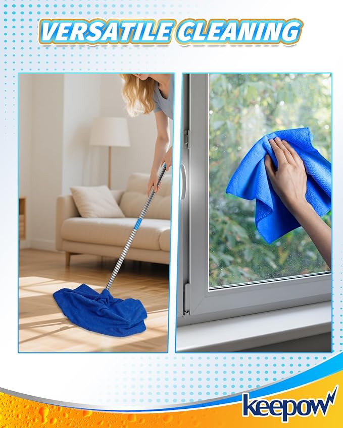 KEEPOW 6PCS Extra Large Microfiber Cleaning Cloth, Lint and Streak Free - Image 3
