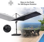 PURPLE LEAF 9'×11.5' Cantilever Patio Umbrella with Base Rectangle Offset Outdoor Umbrella Cover with Zipper for Garden Deck Pool Grey - Image 7