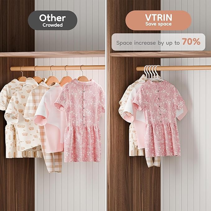 VTRIN Baby Hangers 100 Pack Large Capacity Hard Plastic Kids Hangers Suitable - Image 6