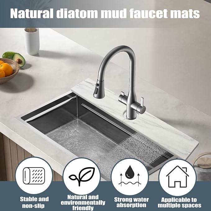 Stargaz Faucet Mat For Kitchen Sink，Sink stone quick dry around faucet - Image 2