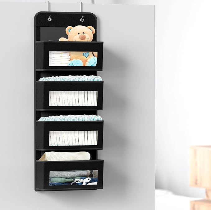 Simple Houseware 4 Clear Window Pocket Over Closet Door Storage Hanging - Image 6