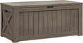 Flamaker Resin Deck Box 120 Gallon Waterproof Large Outdoor Indoor Storage Box Imitation Wood Resin for Patio Furniture Garden Tools and Pool (Brown) by Flamaker
