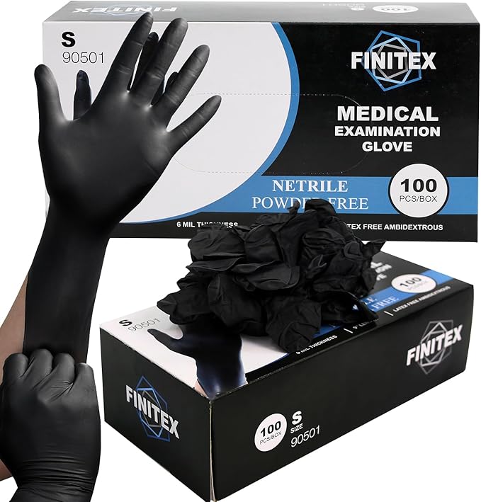FINITEX Black Nitrile Disposable Medical Exam Gloves by FINITEX