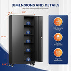 Yizosh Metal Garage Storage Cabinet with Locking Doors and Adjustable Shelves,- 75" Rolling Steel Tool Cabinet for Home Office,Garage,Warehouse - Image 3