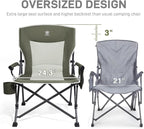 EVER ADVANCED Oversized Folding Camping Chair, for Adults Heavy Duty Lawn Chair with Side Pockets, Portable Collapsible Quad Chair for Outside, Support Up to 500lbs, Green 2Pack - Image 4