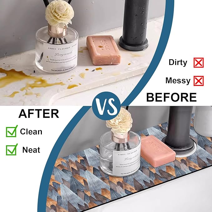 Abstract Mountain Sink Splash Guard Faucet Mat Mountain Landscape Super - Image 6