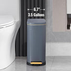 Slim Bathroom Trash Can with Soft Close Lid Stainless Steel Garbage Can Step - Image 2