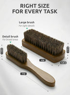 TAKAVU Leather & Upholstery Cleaning Brush Set, 100% Horse Hair Bristle - Image 3
