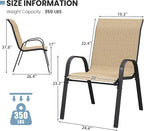 Patio Dining Chairs Set of 4, Outdoor High Stacking Chairs for All Weather, Breathable Seat Fabric and Alloy Steel Frame for Backyard, Porch, Garden (Brown) - Image 3