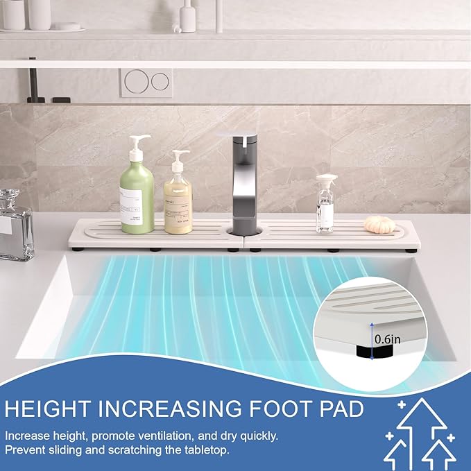 Stone Faucet Mat for Kitchen Sink, Water Absorbing Sink Water Splash Guard - Image 8