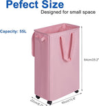Slim Laundry Hamper with Lid and Wheels, Small Rolling Laundry Basket with - Image 5