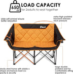 EMERIT Oversized Double Duo Camping Chair Folding Camping Loveseat 2 Person Camping Couch Heavy Duty Lawn Chairs for Outside with Padded Seats & Armrests-Support 650LBS - Image 4