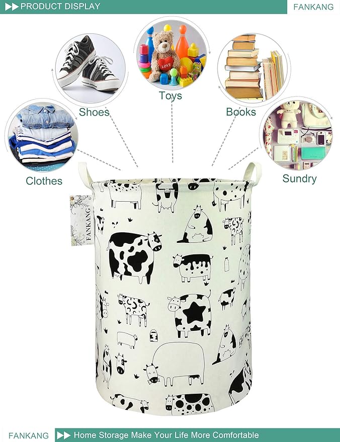 FANKANG Storage Basket, Nursery Hamper Canvas Laundry Basket Foldable - Image 6