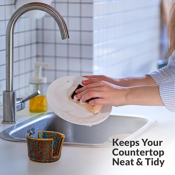 Elevated Lifestyle Ceramic Sponge Holder – Sink Caddy Organizer, Decorative - Image 7