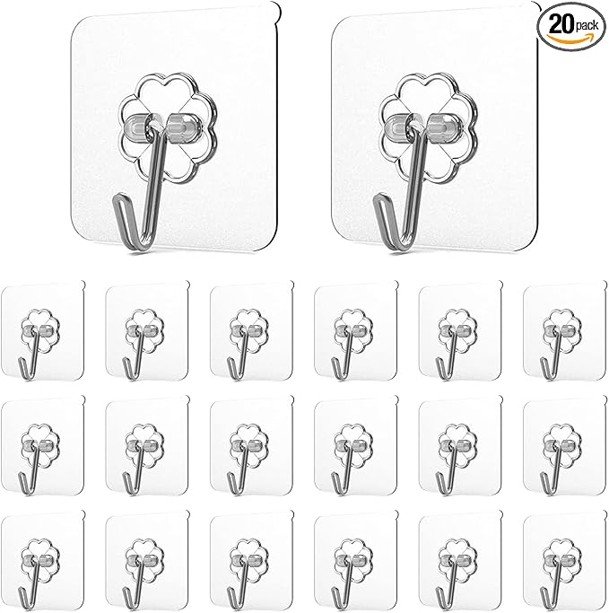 Adove Adhesive Hooks for Hanging, Heavy Duty Wall Hooks 20 Pack, Removable by Unknown