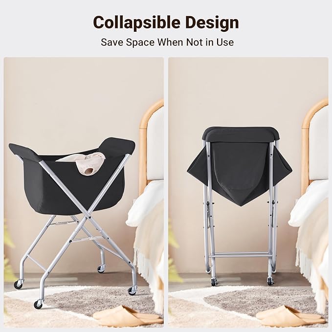 ELYKEN Laundry Cart with Wheels, 32”H Easy Rolling Laundry Hamper with - Image 5