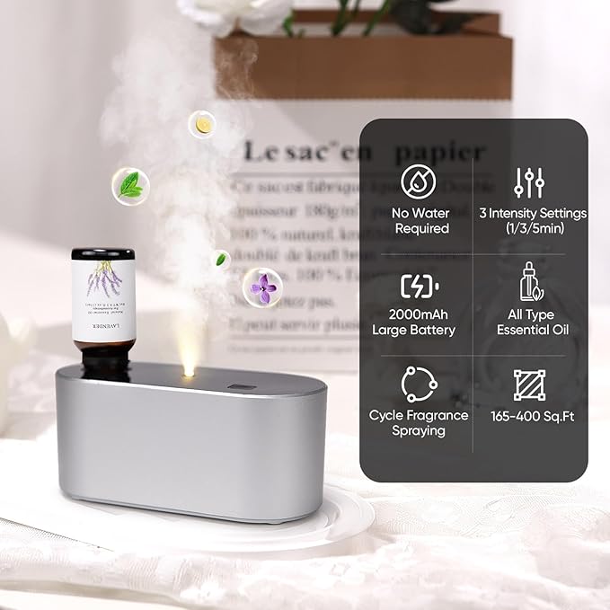 Waterless Diffuser for Essential Oil, Battery Operated Scent Air Aromatherapy - Image 2