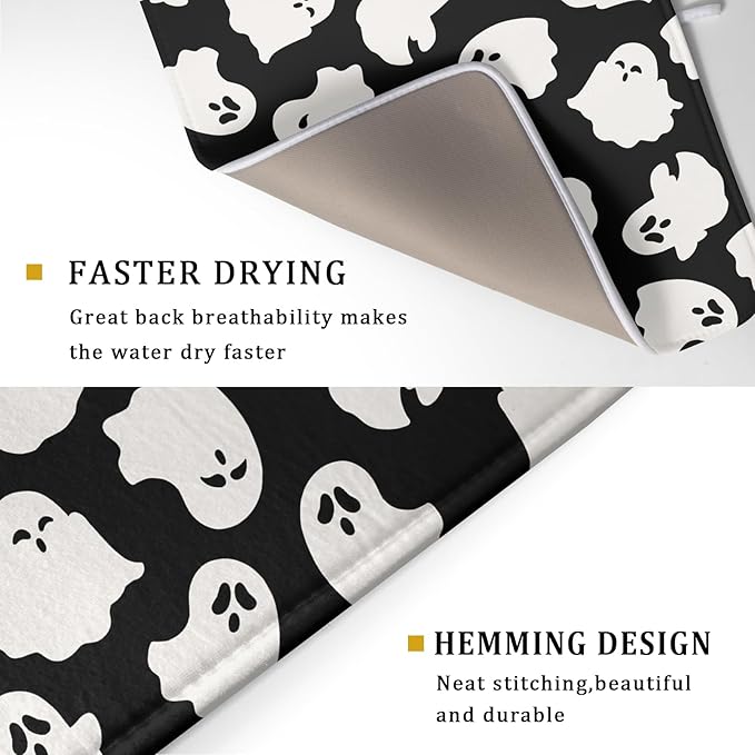 Halloween Dish Drying Mat for Kitchen Counter Cute Ghost Holiday Super - Image 3